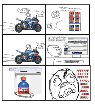 Illustration for article titled Biker Drops Double Shot Of "NOS" Into Fuel Tank, Makes Internet Laugh